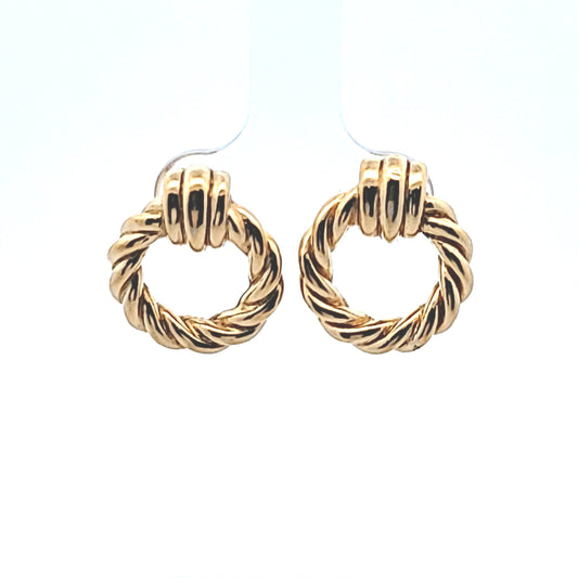 Christian Dior Gold Plated Rope Circle Earrings
