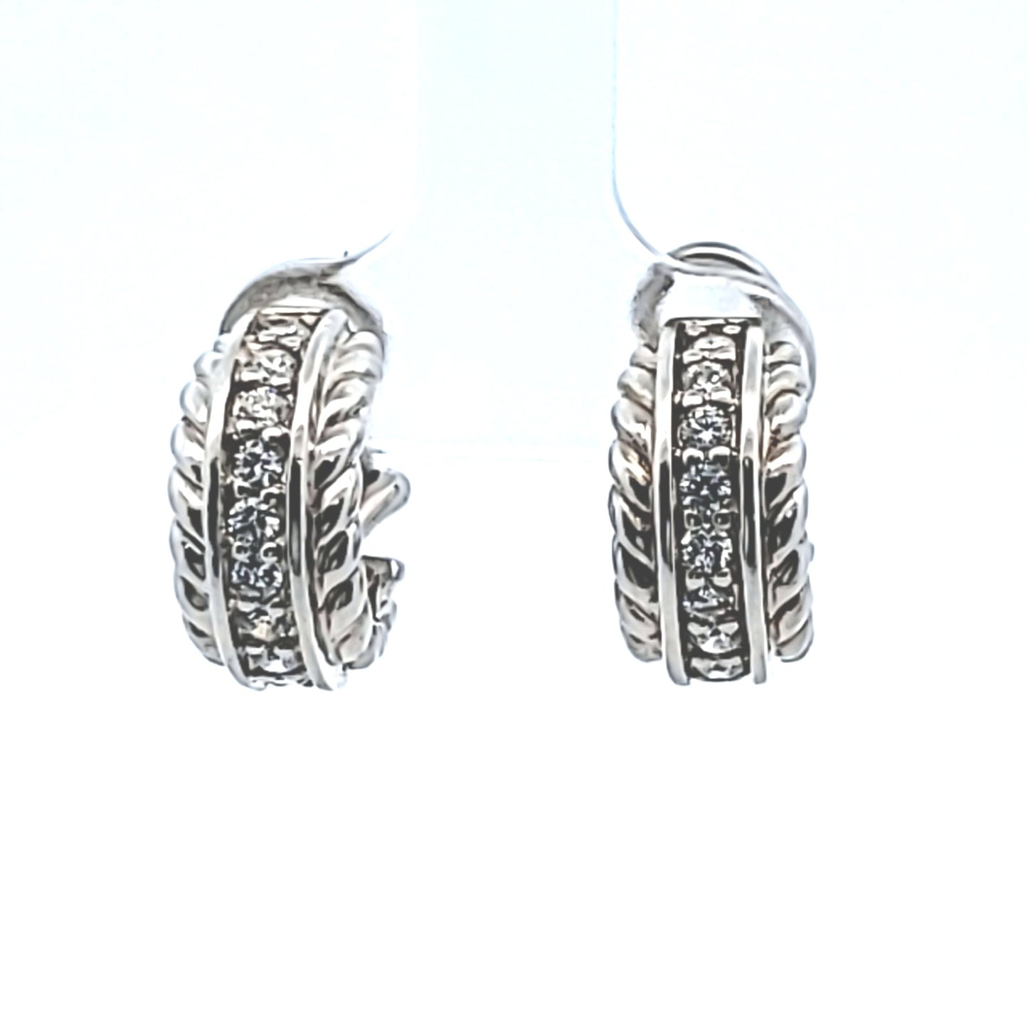 Judith Ripka Sterling Silver CZ Pendant Huggie Hoop Earrings