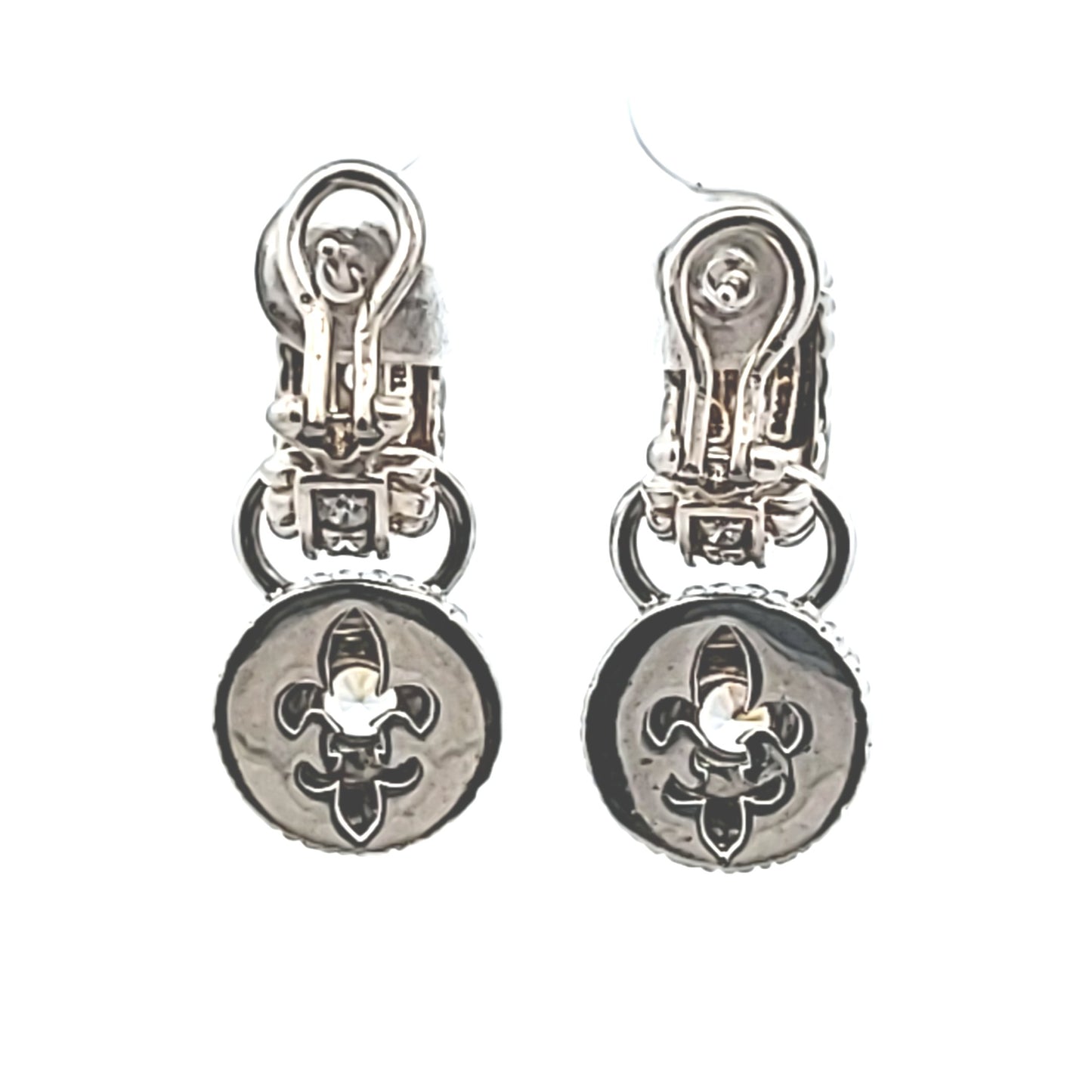 Judith Ripka Sterling Silver CZ Pendant Huggie Hoop Earrings