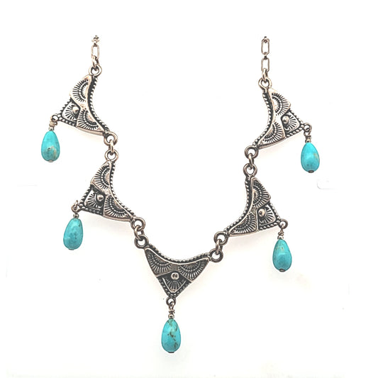 Carolyn Pollack Sterling Silver Turquoise Drop Necklace