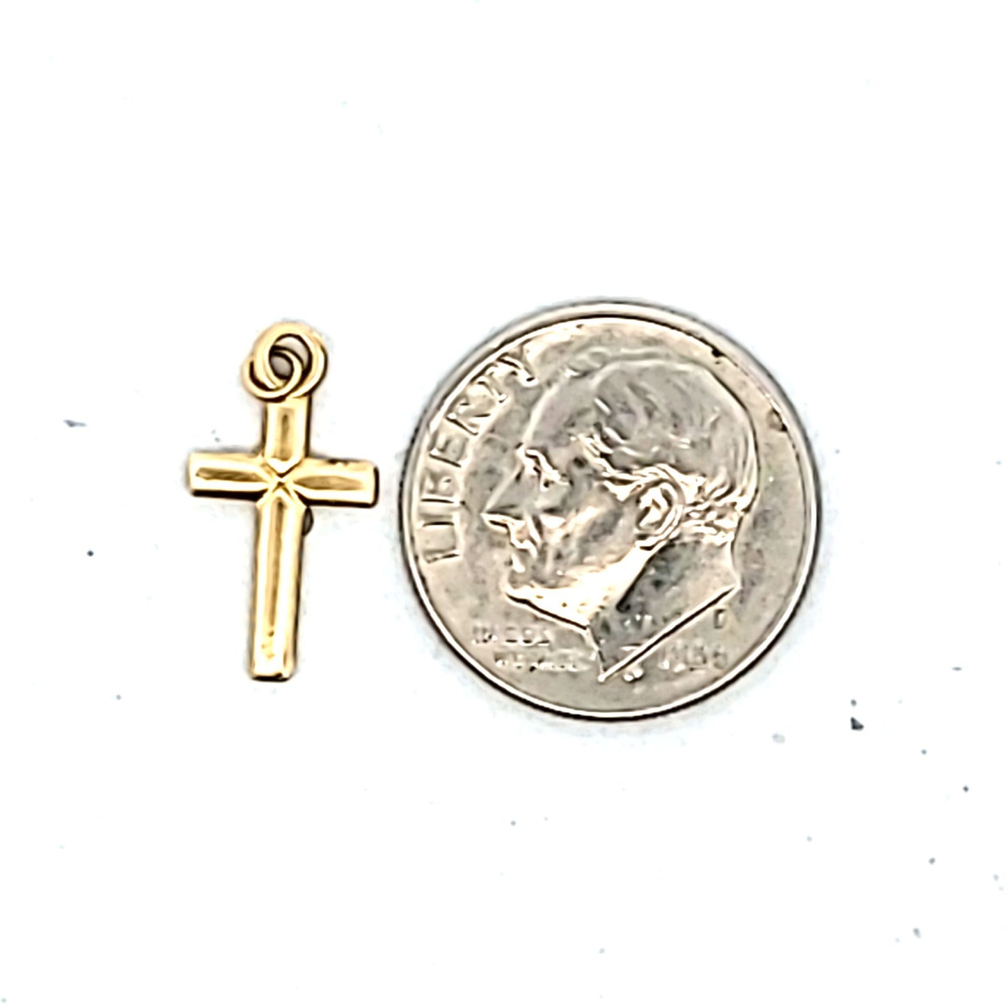 14K Yellow Gold Child's Cross Pendant Charm