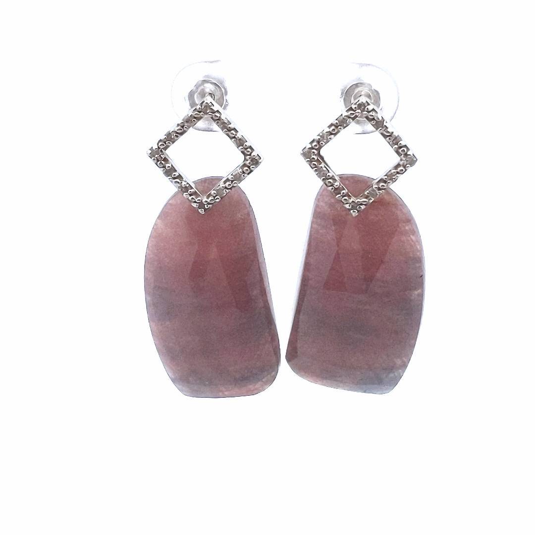 Estate $430 10K White Gold Corundum Diamond Earrings