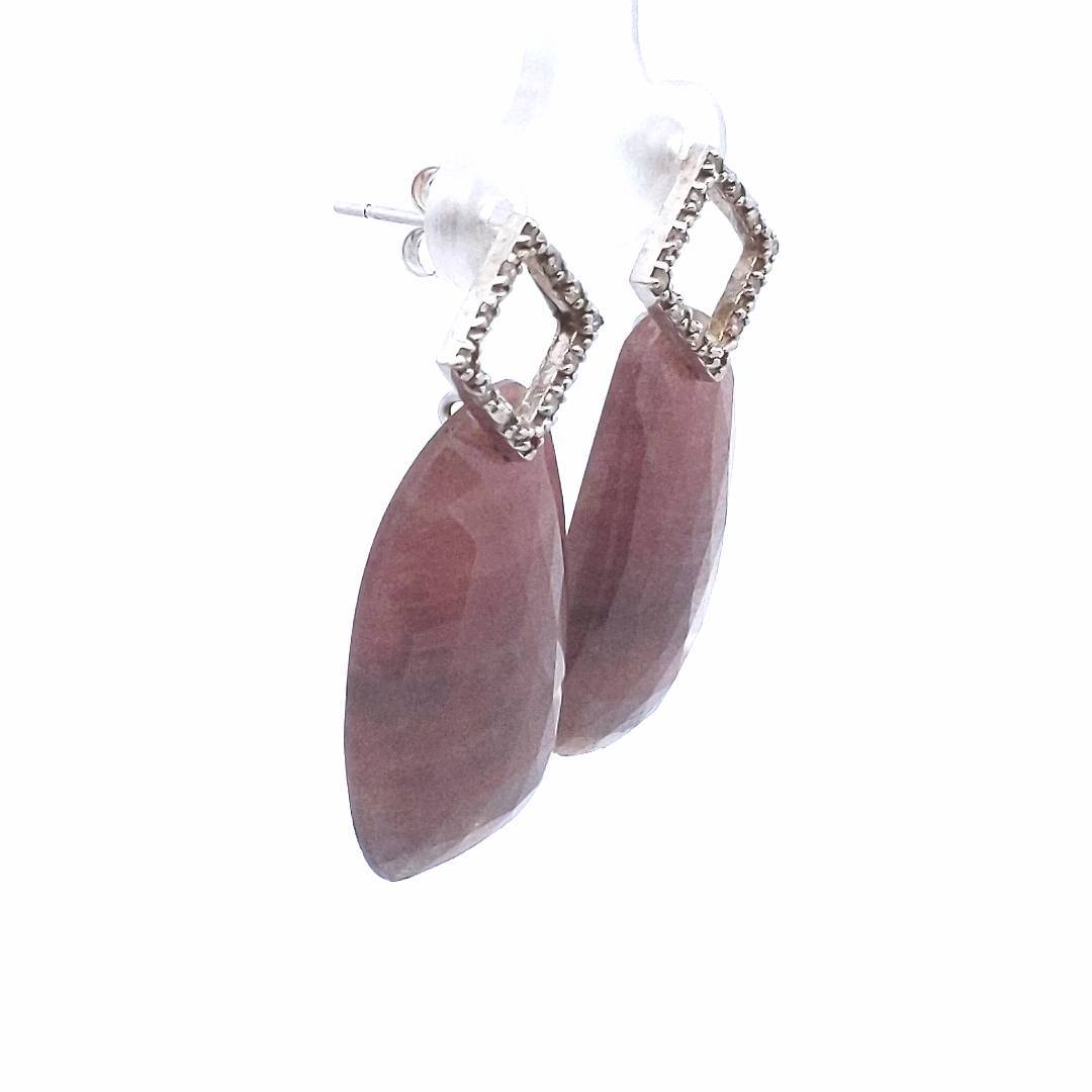 Estate $430 10K White Gold Corundum Diamond Earrings