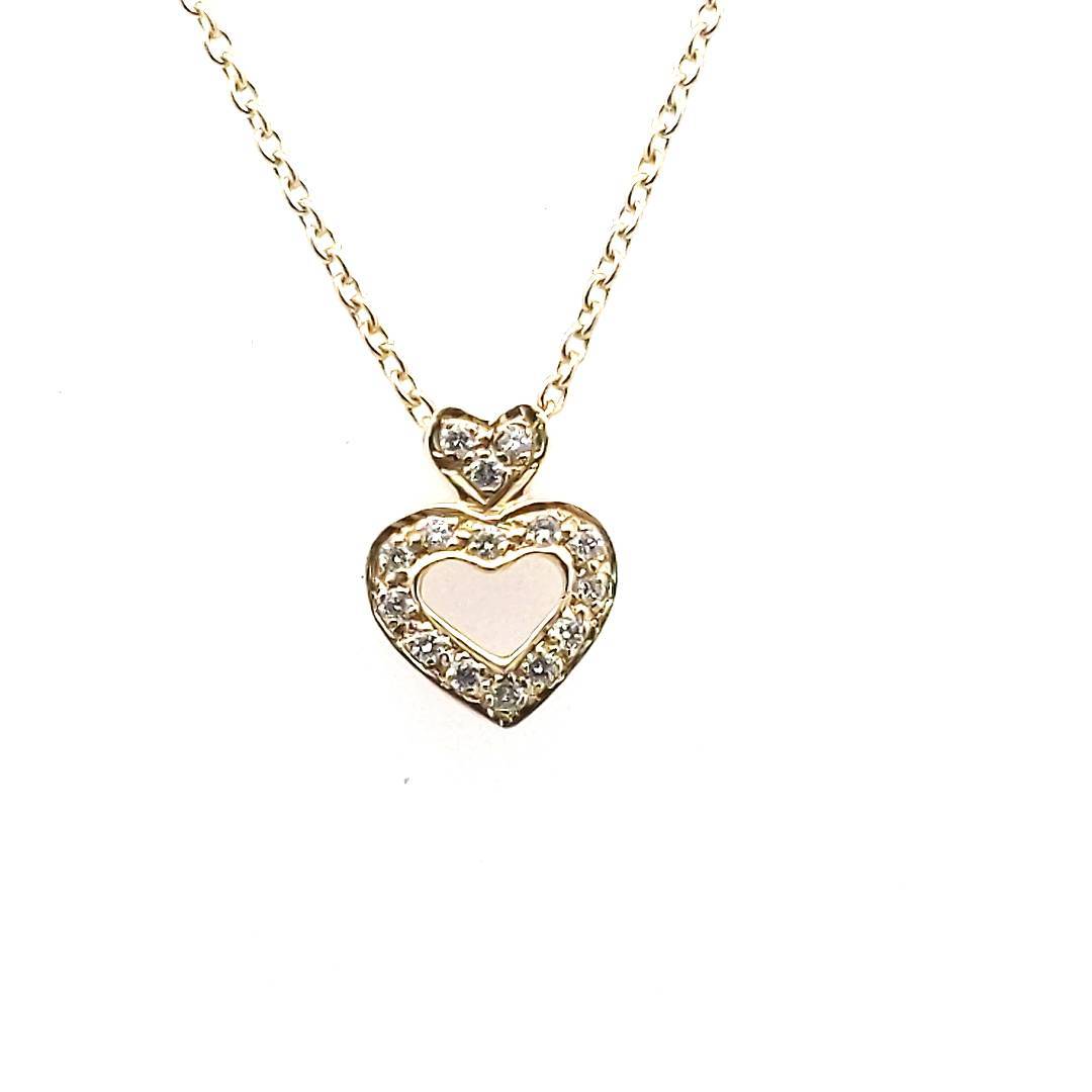 Estate $1100 14K Yellow Gold Diamond Heart Necklace