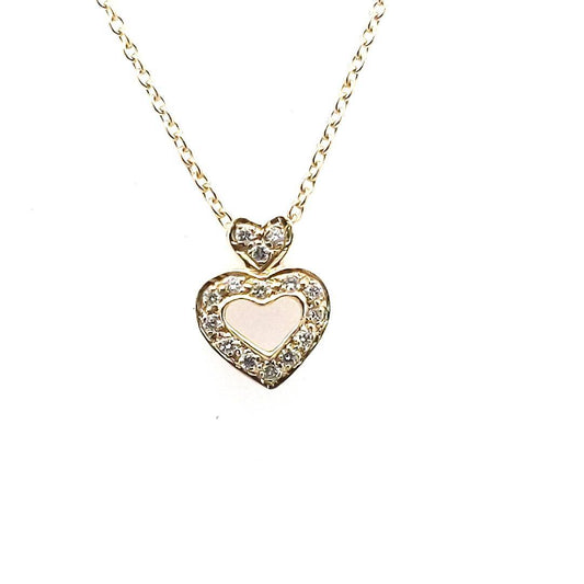 Estate $1100 14K Yellow Gold Diamond Heart Necklace