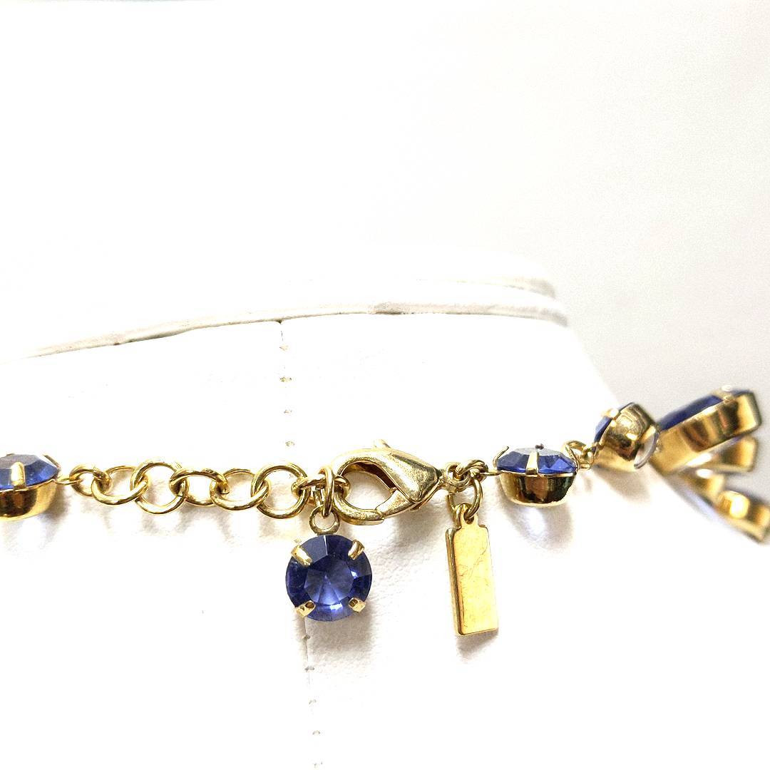Designer Kate Spade NY Crystal Confectia Gold Tone Purple & Blue Stone Necklace