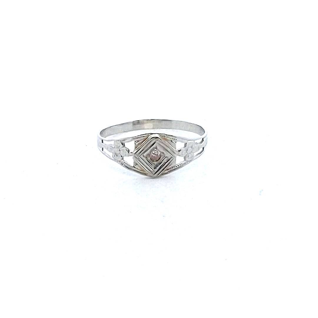 Antique 14K White Gold Edwardian Diamond Flower Milgrain Design Baby Ring