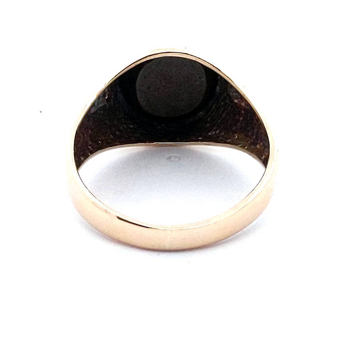 Mens Vintage 14K Yellow Gold Black Star Sapphire Diamond Ring