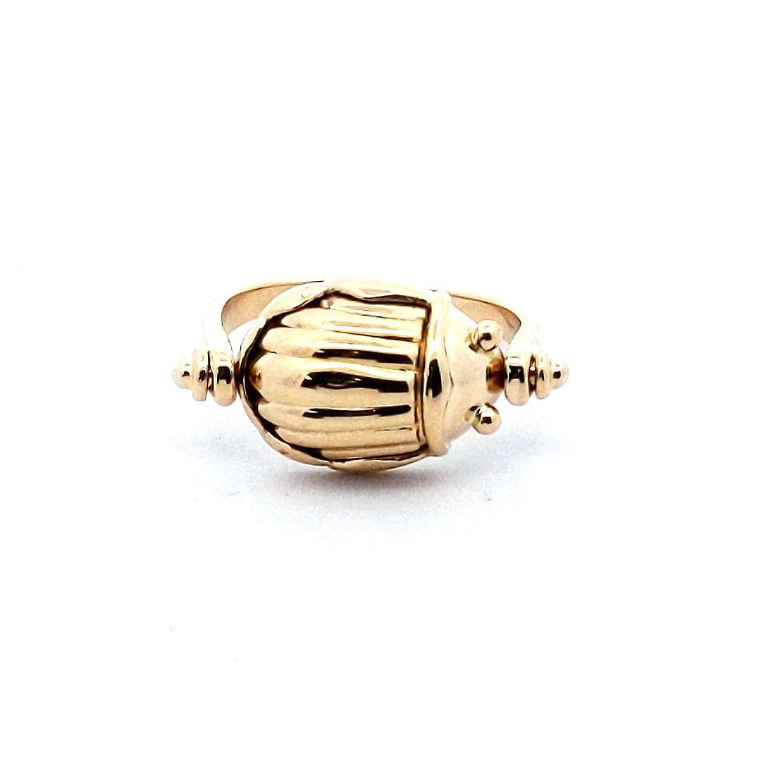 Tiffany & Co $3000 18K Yellow Gold Scarab Beetle Spinner Ring