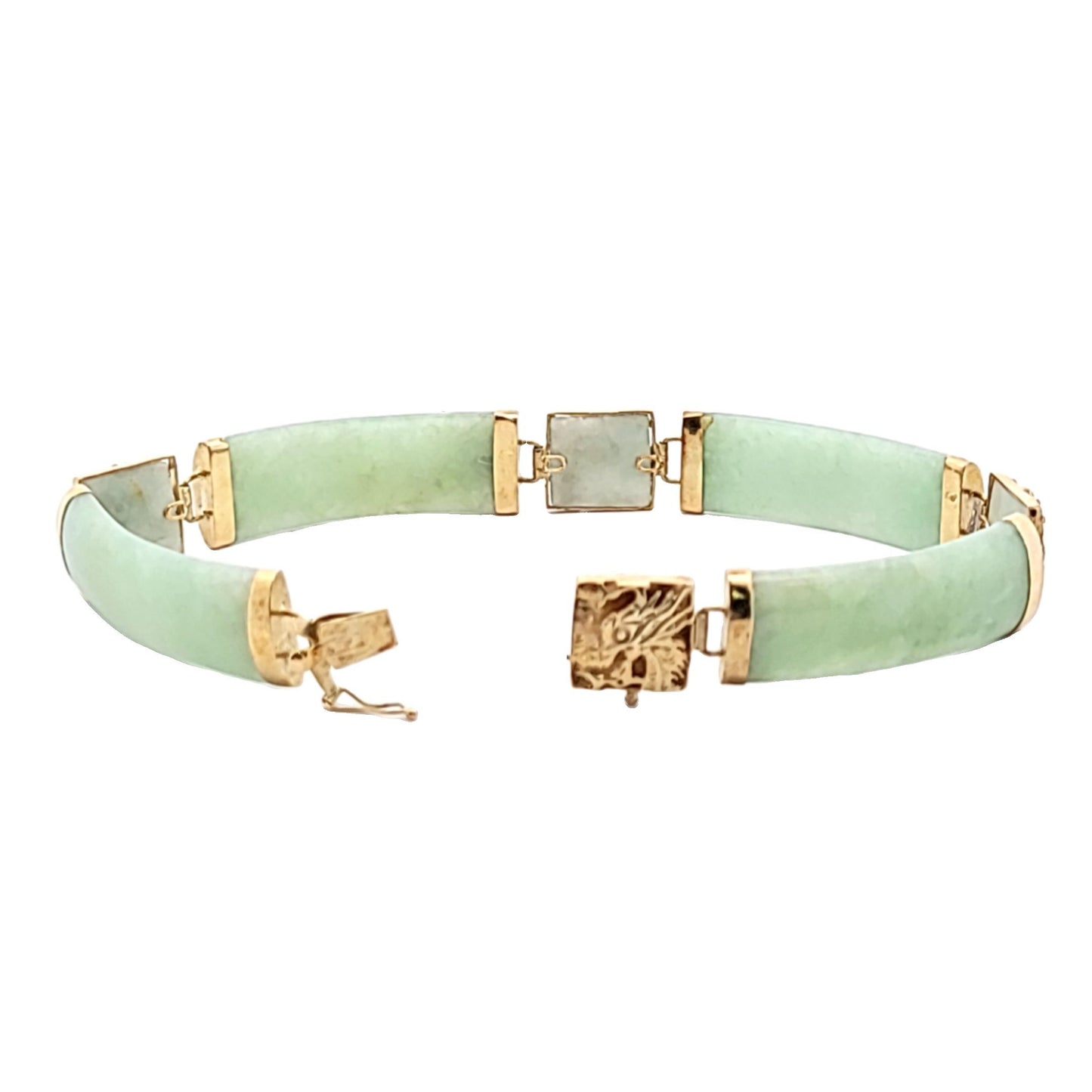 Vintage 14K Yellow Gold Jade Dragon Design Bracelet