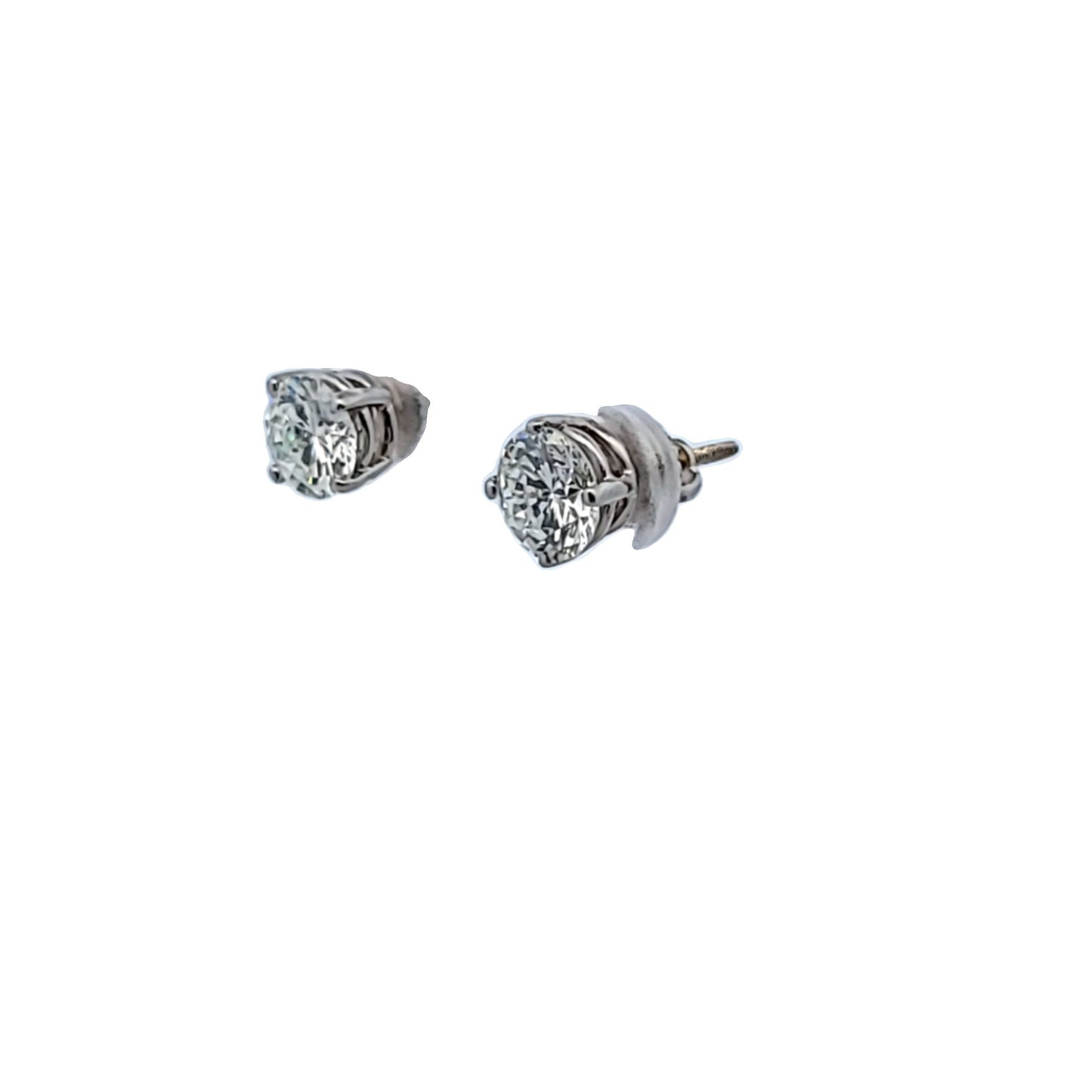 14K White Gold 2.19ctw Natural Diamond Stud Earrings