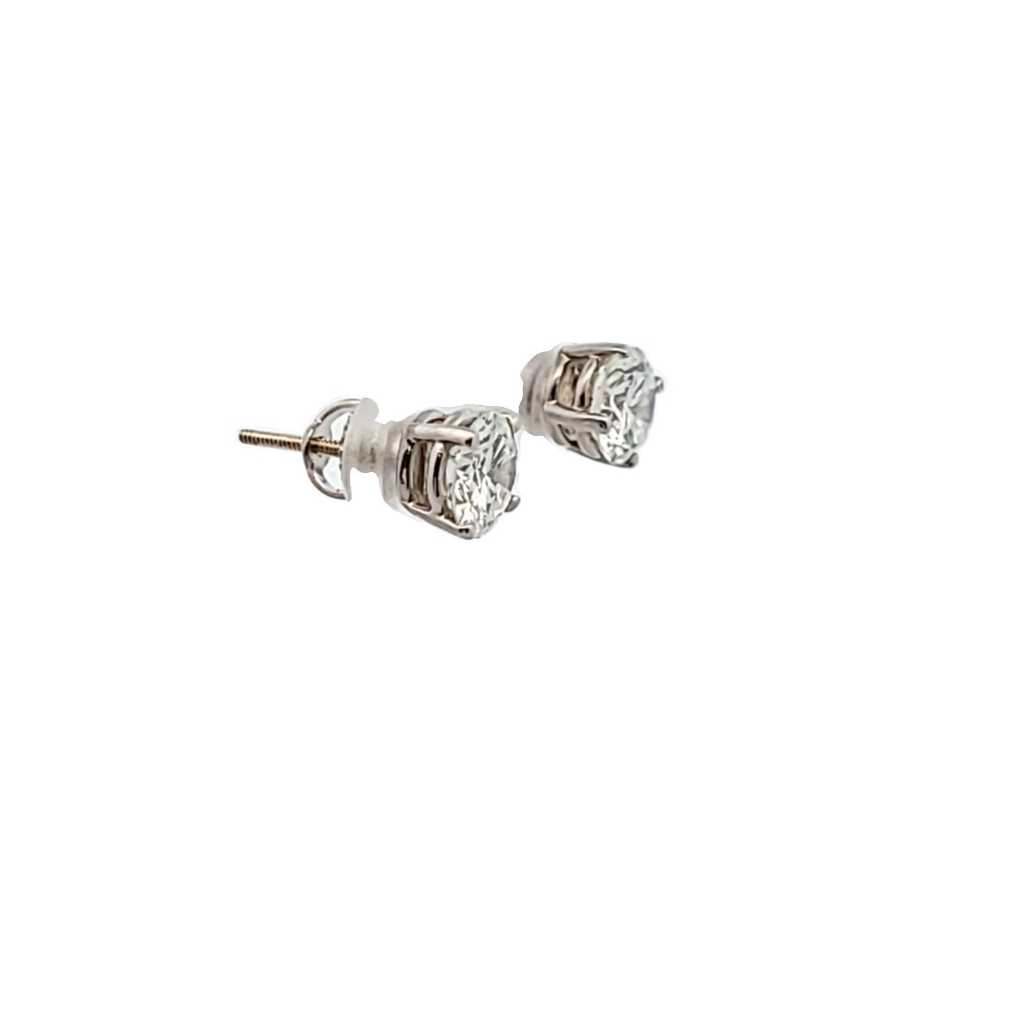 14K White Gold 2.19ctw Natural Diamond Stud Earrings