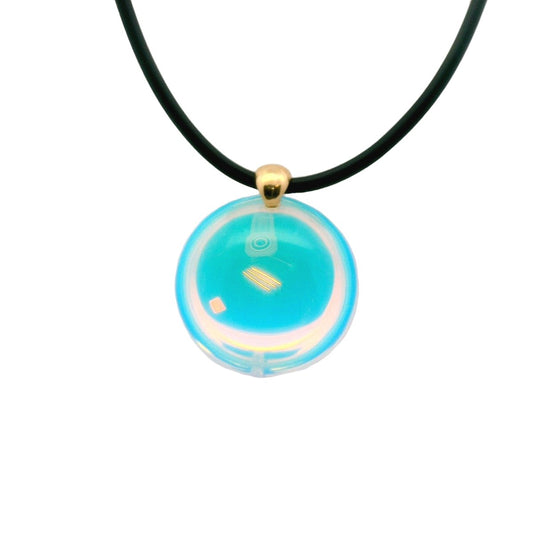 Baccarat 18K Yellow Gold Moon Stone Crystal Rubber Necklace