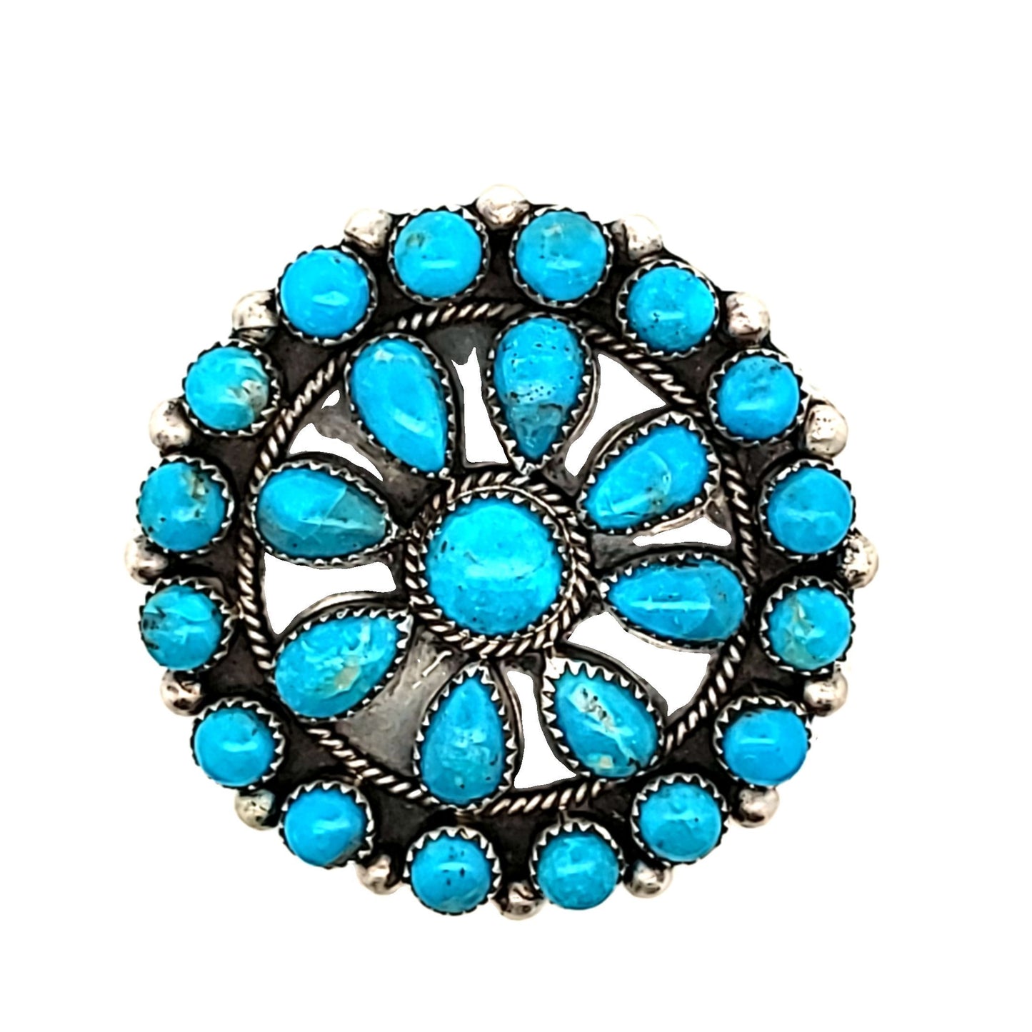 Running Bear Sterling Silver Navajo Turquoise Brooch