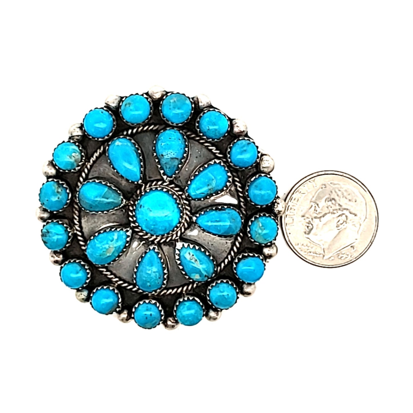 Running Bear Sterling Silver Navajo Turquoise Brooch