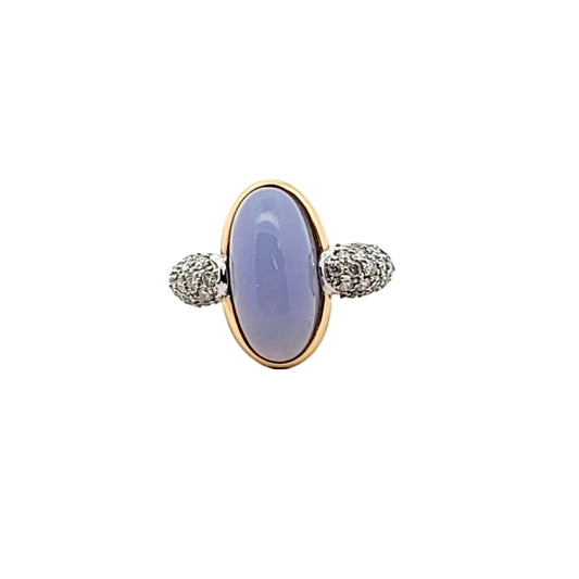 18K Two Tone Gold Diamond & Lavender Jadeite Shoulder Ring
