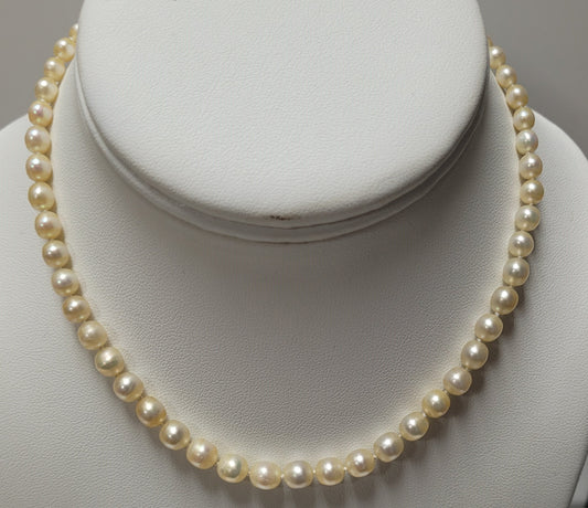 Antique Platinum Natural GIA Pearl & Diamond Necklace