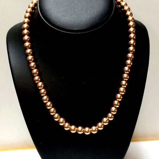 Estate $60 Sterling Silver Rose Vermeil Bead Necklace