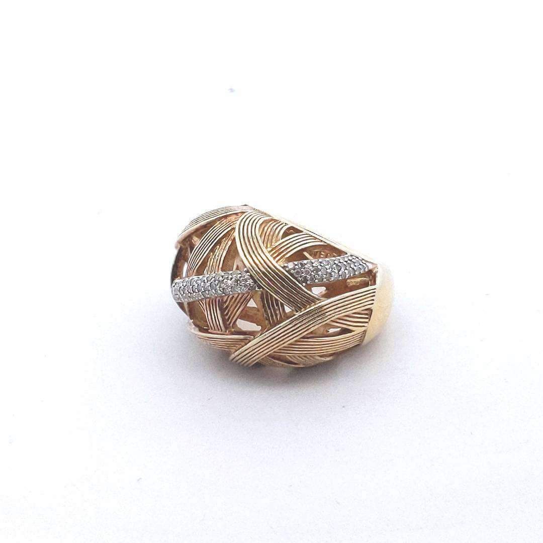 Designer Dweck Diamonds Sterling Silver Gold Tone Crossover Esther Dome Ring