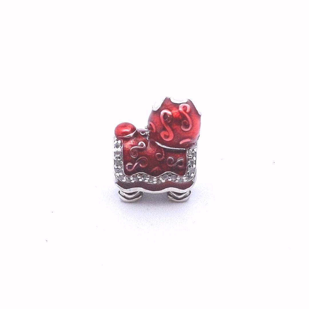 Designer Sterling Pandora Chinese Lion New Year CZ Red Enamel Charm