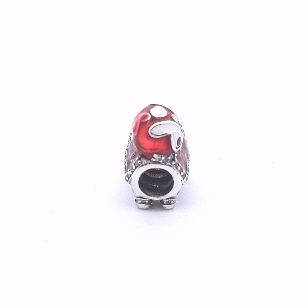 Designer Sterling Pandora Chinese Lion New Year CZ Red Enamel Charm