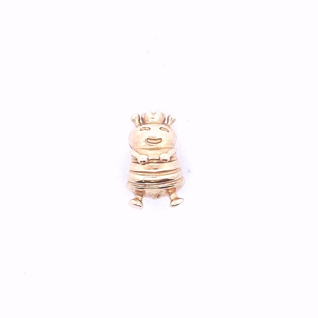 Designer 14K Yellow Gold Rare Pandora Queen Bee Crown Charm