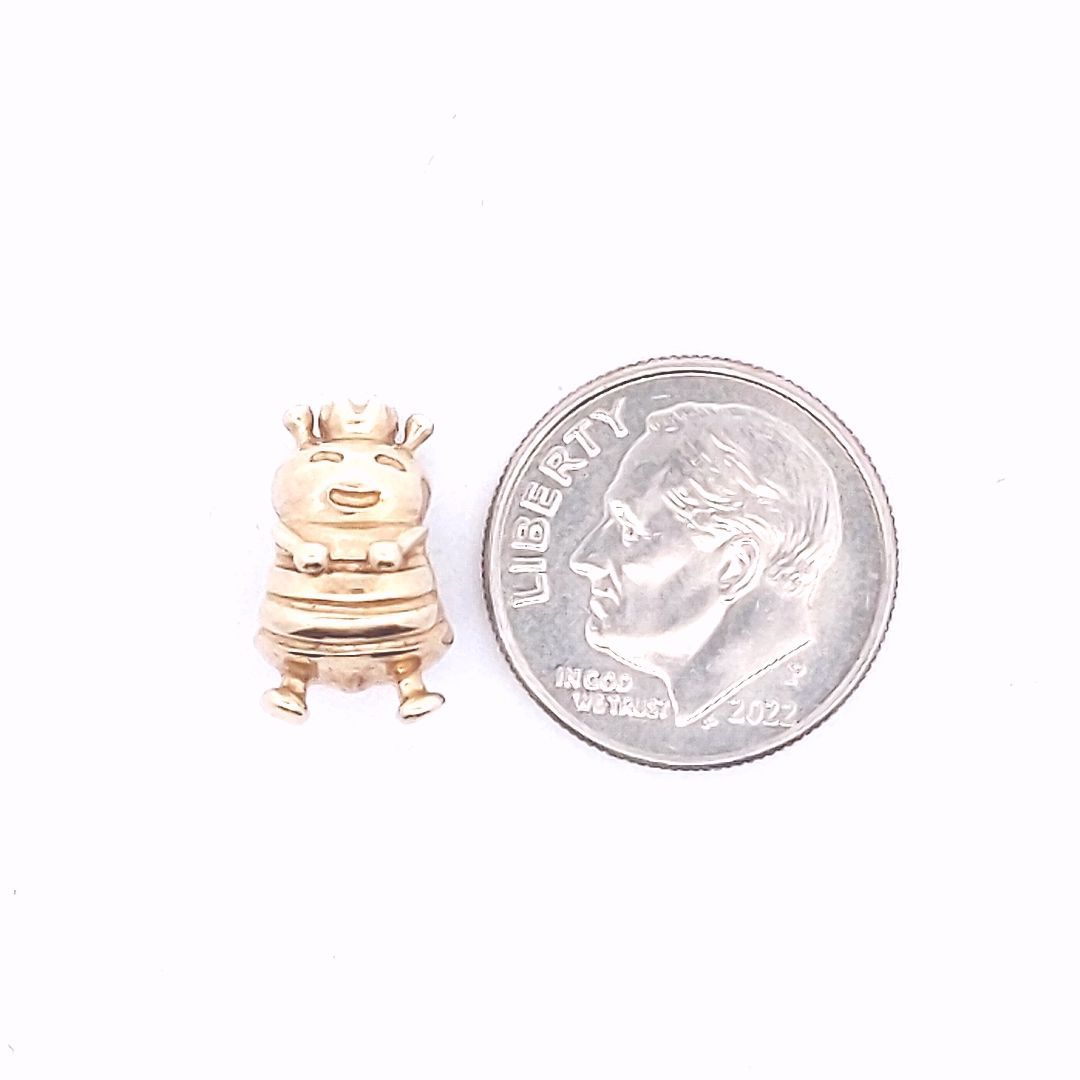 Designer 14K Yellow Gold Rare Pandora Queen Bee Crown Charm