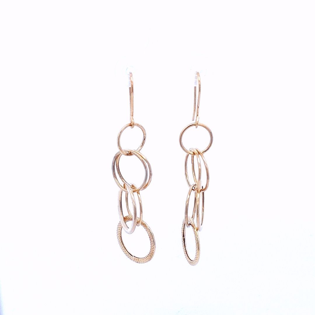 Estate 14K Yellow Gold Circle Drop Earrings