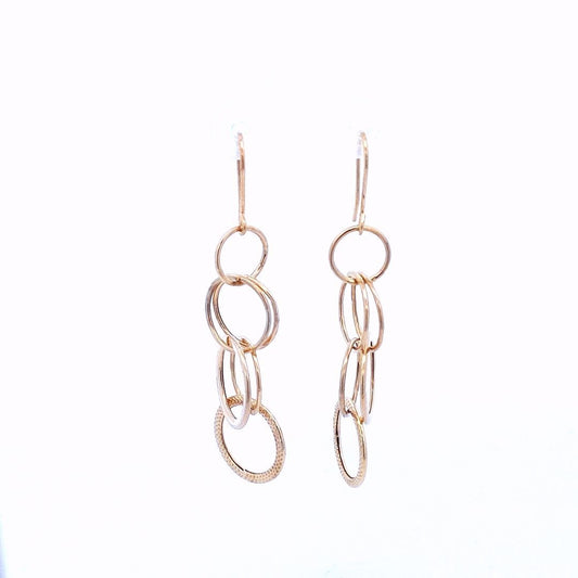 Estate 14K Yellow Gold Circle Drop Earrings