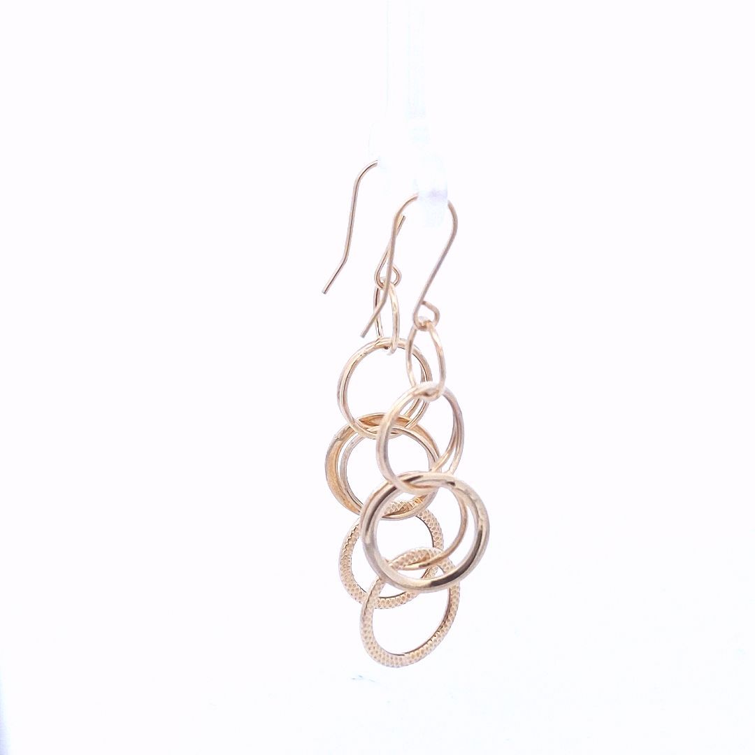 Estate 14K Yellow Gold Circle Drop Earrings