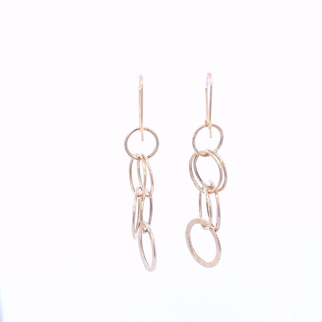 Estate 14K Yellow Gold Circle Drop Earrings