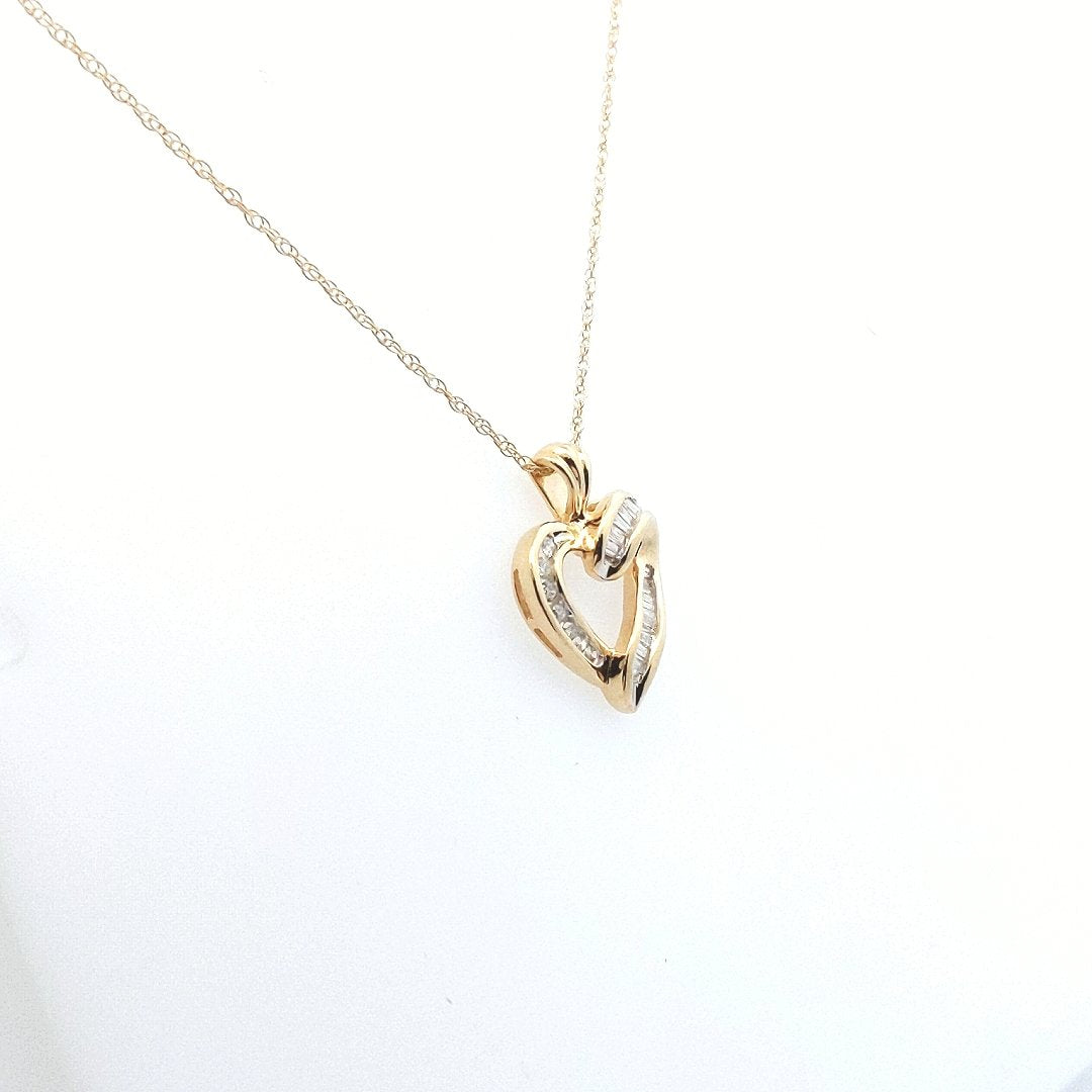 Designer 14K Yellow Gold Diamond Heart Pendant Necklace