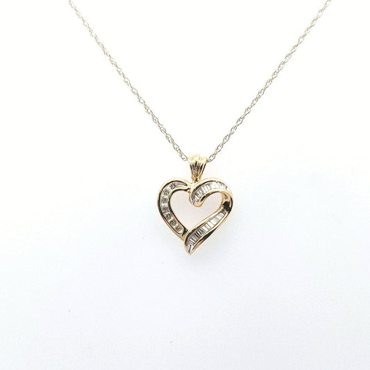 Designer 14K Yellow Gold Diamond Heart Pendant Necklace
