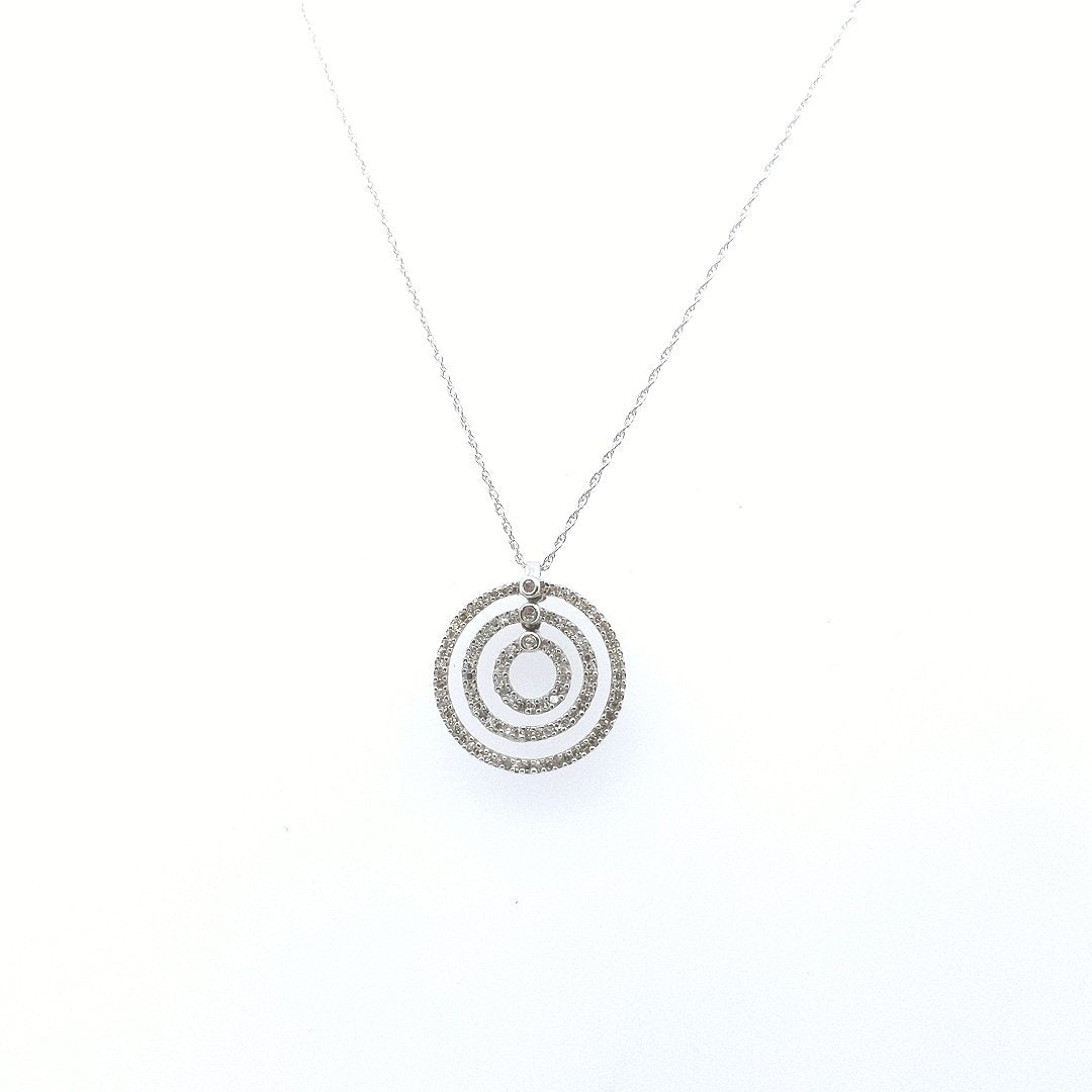 Estate 14K White Gold Diamond Circle Pendant Necklace