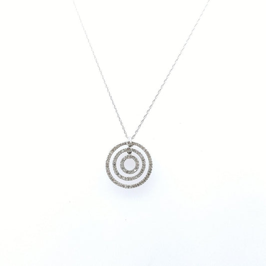 Estate 14K White Gold Diamond Circle Pendant Necklace