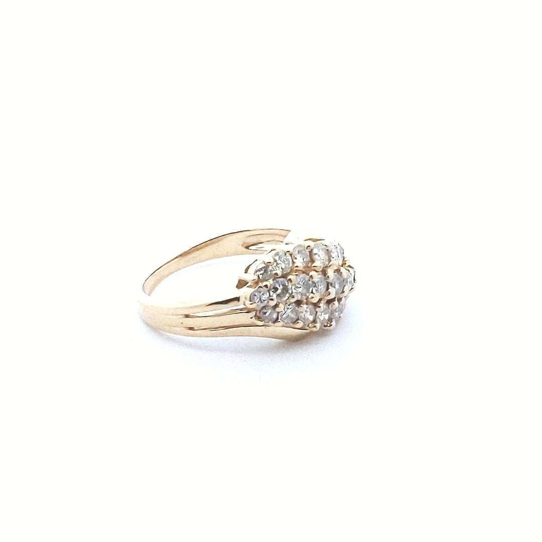 Estate $850 14K Yellow Gold Diamond Wave Crossover Ring