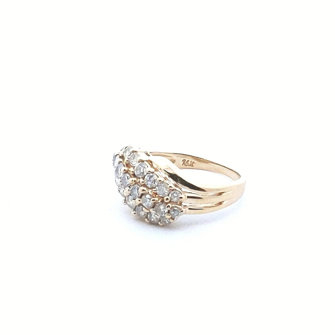 Estate $850 14K Yellow Gold Diamond Wave Crossover Ring