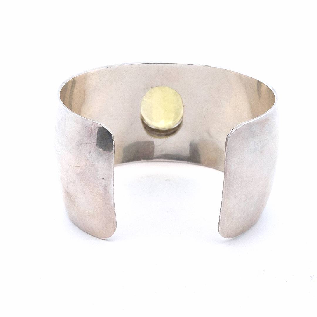 Designer $800 Sterling Navajo Oscar Alexius Lemon Quartz Cuff Bangle