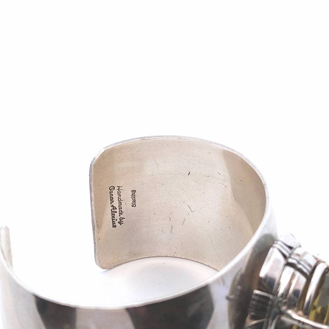 Designer $800 Sterling Navajo Oscar Alexius Lemon Quartz Cuff Bangle