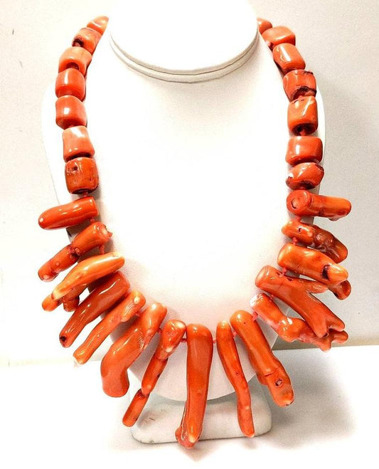 Estate Silver Plated Heavy Coral Necklace