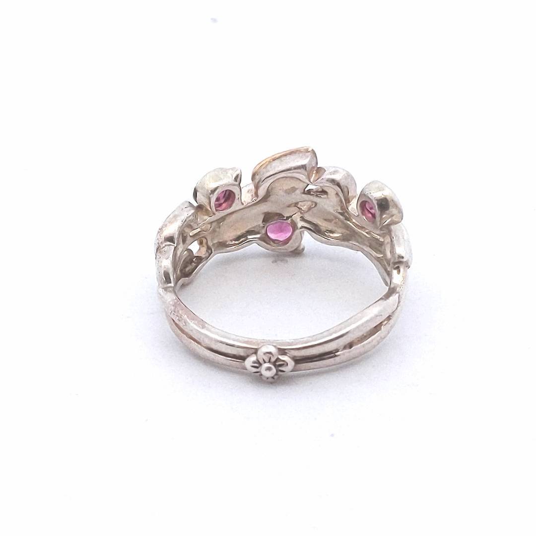 Designer $100 Sterling 18K Gold Bixby Garnet Leaf Design Ring