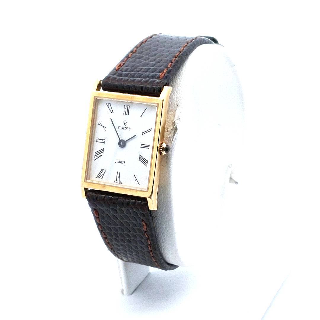 Designer $1000 18K Yellow Gold Concord Quartz Tank Watch