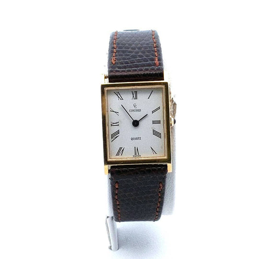 Designer $1000 18K Yellow Gold Concord Quartz Tank Watch