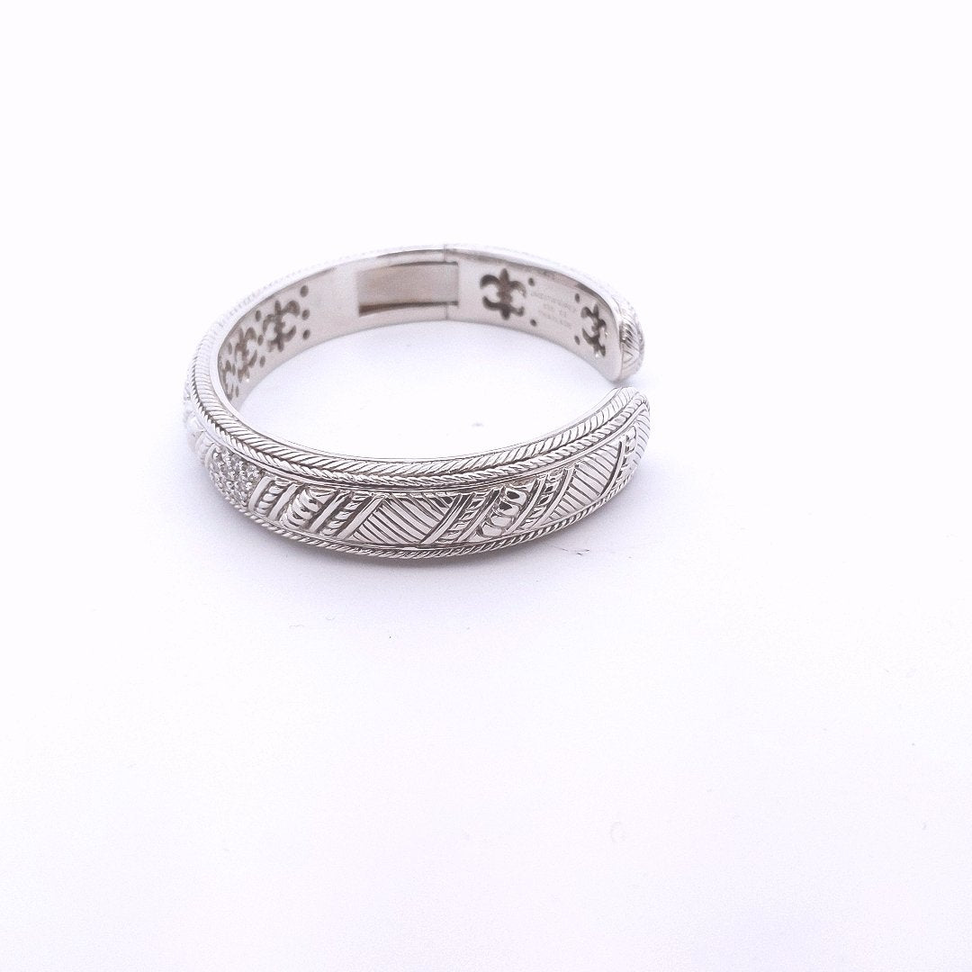 Designer $150 Sterling Silver Judith Ripka CZ Bangle