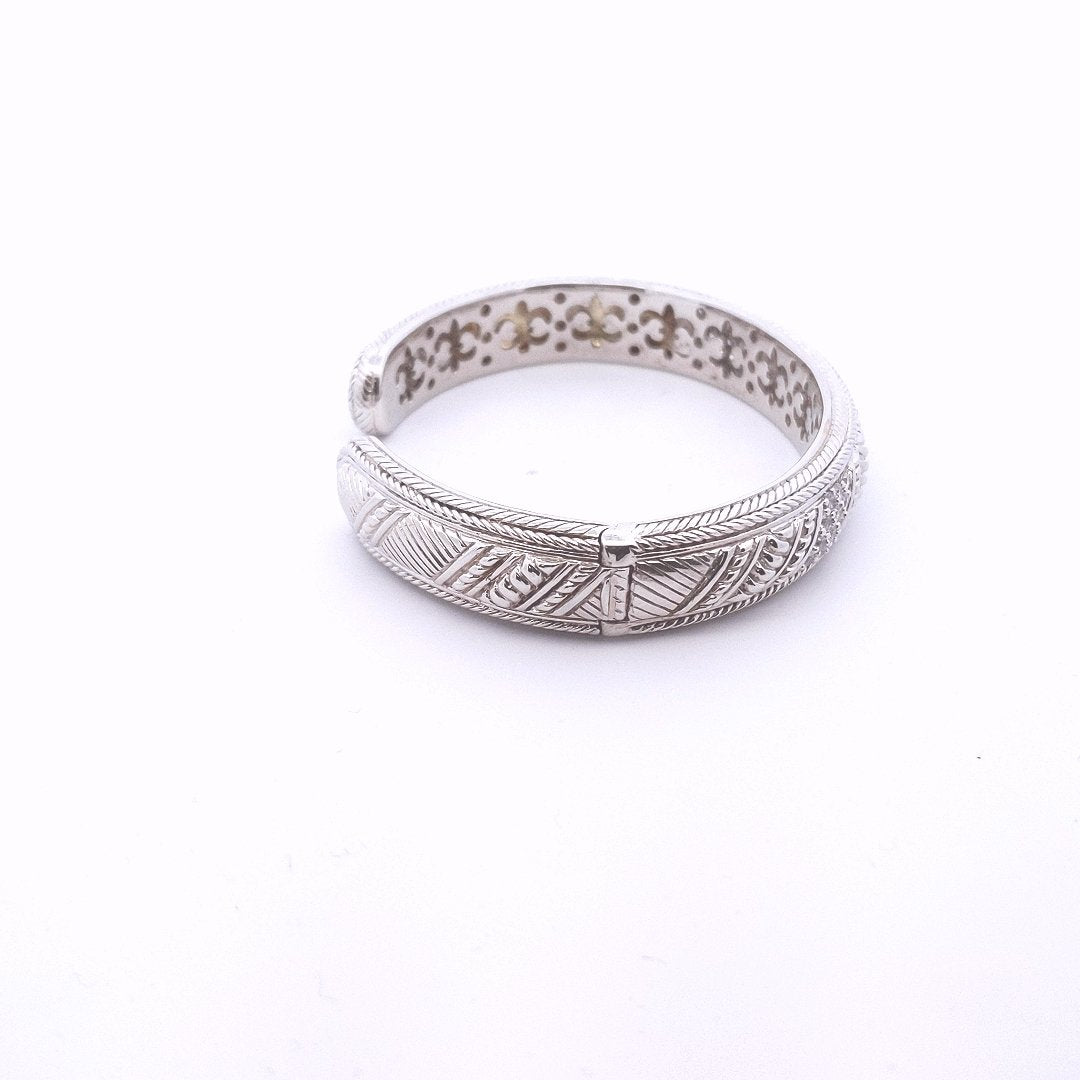 Designer $150 Sterling Silver Judith Ripka CZ Bangle