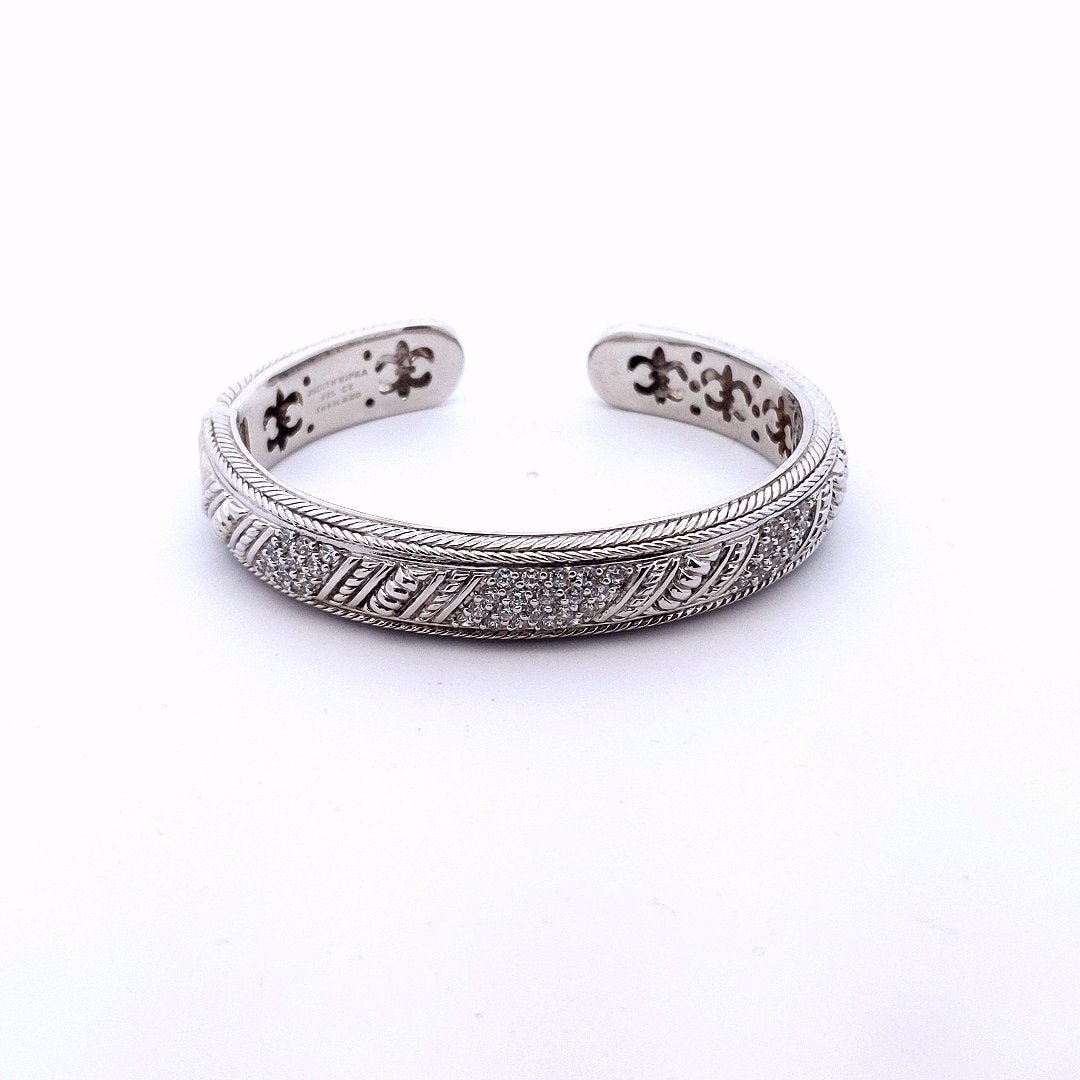 Designer $150 Sterling Silver Judith Ripka CZ Bangle