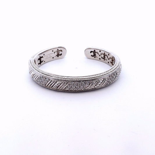 Designer $150 Sterling Silver Judith Ripka CZ Bangle
