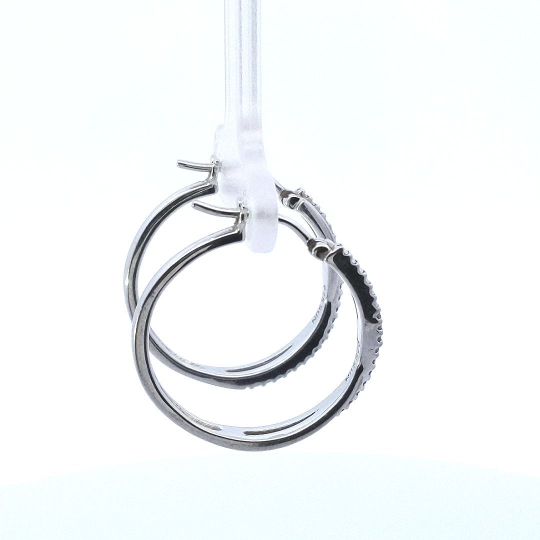 Estate $80 Sterling Silver Diamond Crossover Hoop Earrings