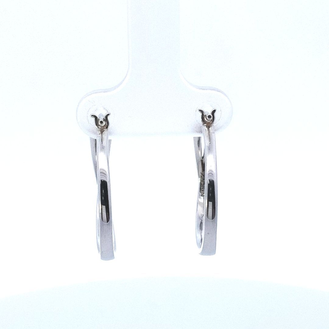 Estate $80 Sterling Silver Diamond Crossover Hoop Earrings