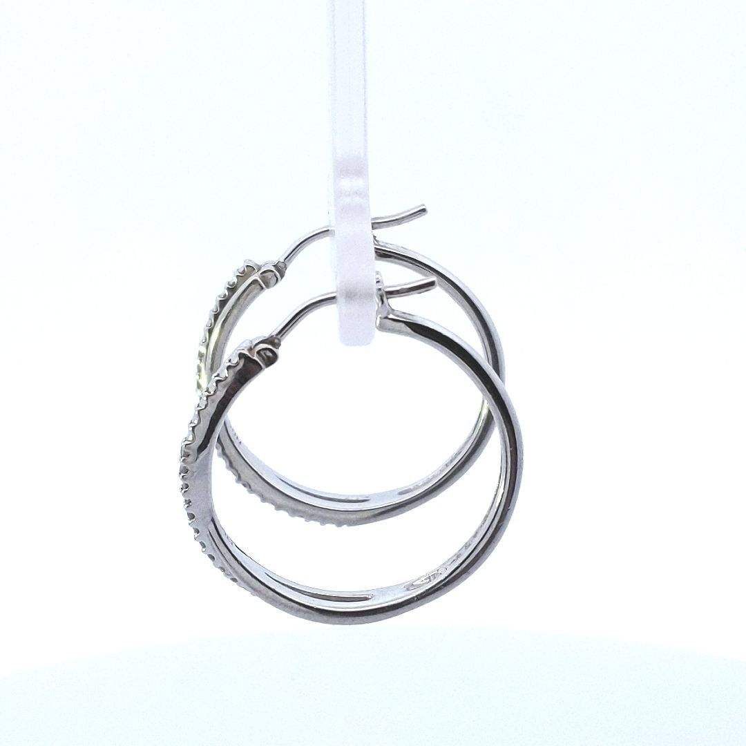 Estate $80 Sterling Silver Diamond Crossover Hoop Earrings